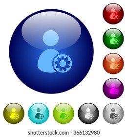 Set of color user profile settings glass web buttons.