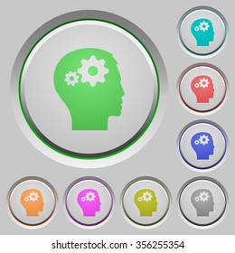 Set of color User settings sunk push buttons.