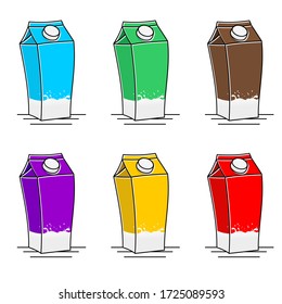 Set von Farbe varianten Objekt der Milchverpackung. farbenfrohe Milchbox für die Vorlagengestaltung. gut für die Welt Milchtag Design.