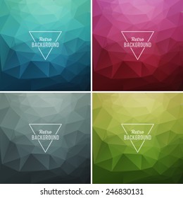 Set of color Vector Abstract retro triangle  background 