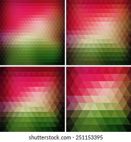 Set of color Vector Abstract retro triangle  background 