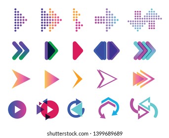 Set of color vector arrows.