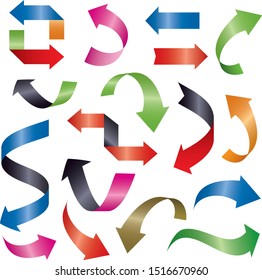 Set of color vector arrows 3d. Graphic element for web and design. Outline illustration.