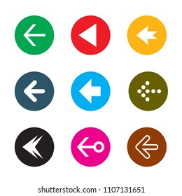 Set of color vector arrows. Collection of buttons.