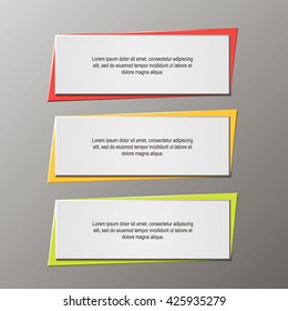 Set of color vector banners on a gray background. Vector illustration. Can be used for workflow layout, number options, web design.