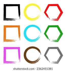 Set of color vector brushes. Frames of different shapes. Color brush frames. EPS 10.