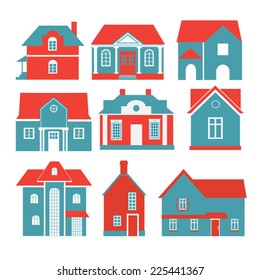 set of color vector buildings