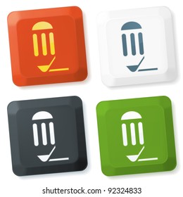 Set of color vector buttons with pencil sign