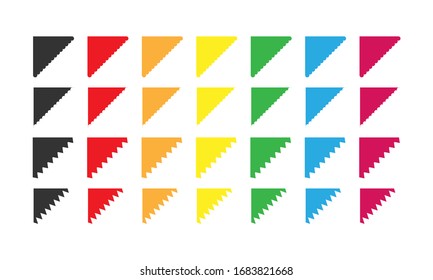 Conjunto de rincones vectoriales de color para decoración y diseño. Ilustración de acciones simple