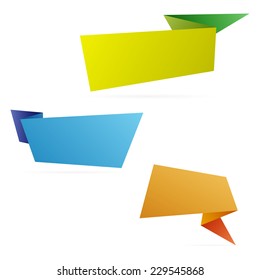 Set of color vector paper origami blank banners