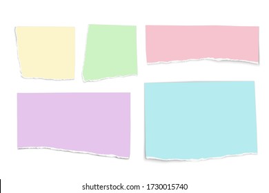 Set of color vector paper tears isolated on white background