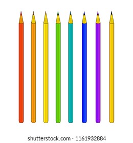 Set of color vector pencils on a white background