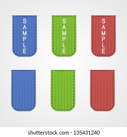 Set of color vector retro ribbons with stripe texture