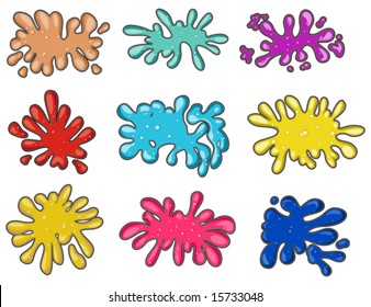 A set of color vector splashes.