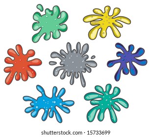 A set of color vector splashes.
