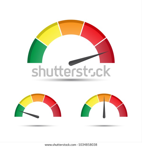 Set of color vector tachometers, flowmeter with indicator in green