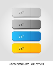 Set of color vector USB Flash Drive 