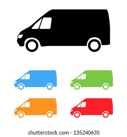 Set of color vector van silhouettes