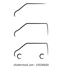 Set of color vector van stroke silhouettes