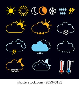 Set of Color Vector Weather Icons