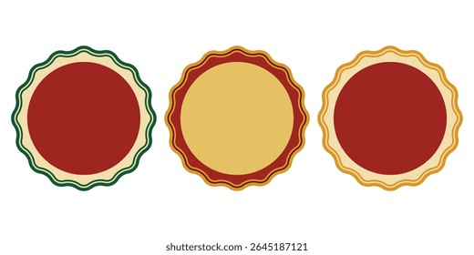 Set of color vintage round Label templates. Good for holiday cookies, Christmas packaging, tags, printable holiday gifts, homemade treat labels, badges, stickers