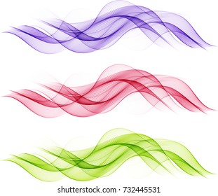 Set of color waves isolated on white