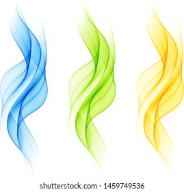 Set of color waves on white background