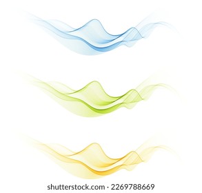 Set of color waves on white background