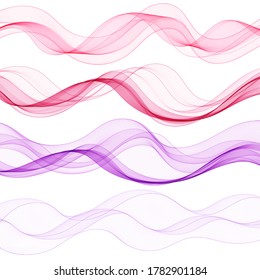 A set of color waves. Vector abstract lines