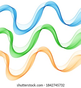 A set of color waves. Vector abstract lines