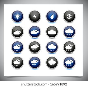 Set of color weather buttons. Vector illustration.