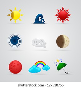 set of color weather icons