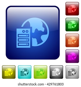 Set of color web hosting glass web buttons.