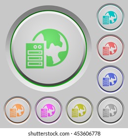 Set of color Web hosting sunk push buttons.