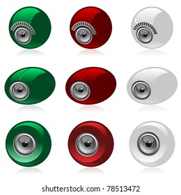 set of color webcams isolated on white background