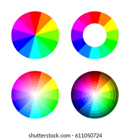 Set Of Color Wheel 12 Color Rgb On White Background, Vector