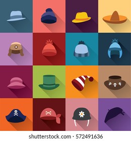 Set Color Winter Hats Color Background Stock Vector (Royalty Free ...