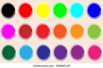 set color yellow red blue circles brush stroke. Fashionable vector colorful pattern with brush strokes.Vector illustration. Background design. Abstract hand painted textured ink brush, isolated
