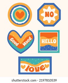 Set of Colordul Patches Collection. Funny Sticker and Labels. Trendy Happiness. Hand Drawn Vector Illustration.