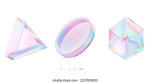 Set Of Colored 3D Objects On A White Background.