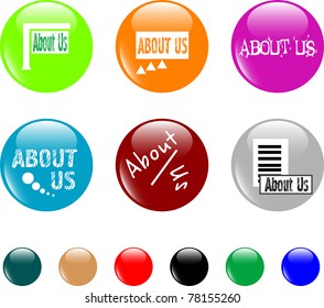set of colored about us button. vector