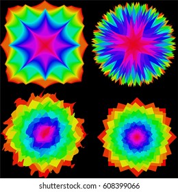 Set of colored abstract blots or geometric flowers