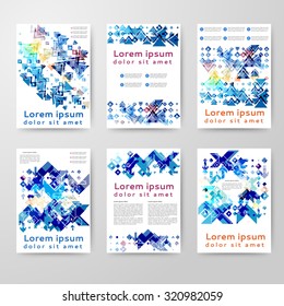 Set of colored abstract brochure template with geometric elements for your business