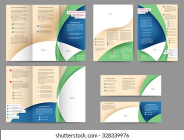 Set of colored abstract brochure template with abstract lines and waves for your business