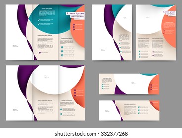 Set of colored abstract brochure template with abstract lines and waves for your business