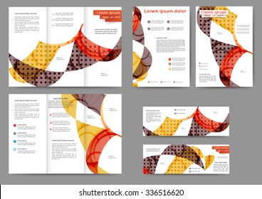 Set of colored abstract brochure template with abstract lines and waves for your business