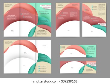 Set of colored abstract brochure template with abstract lines and waves for your business