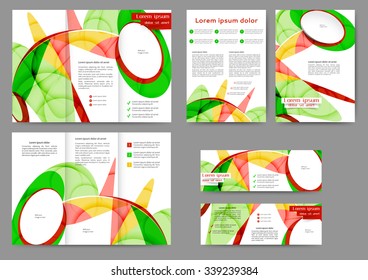 Set of colored abstract brochure template with abstract lines and waves for your business