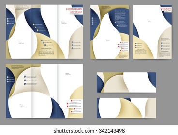Set of colored abstract brochure template with abstract lines and waves for your business
