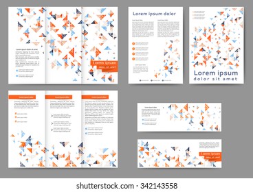 Set of colored abstract brochure template with geometric elements for your business